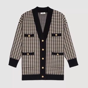SANDRO Dane Oversized Houndstooth Cardigan Size 2